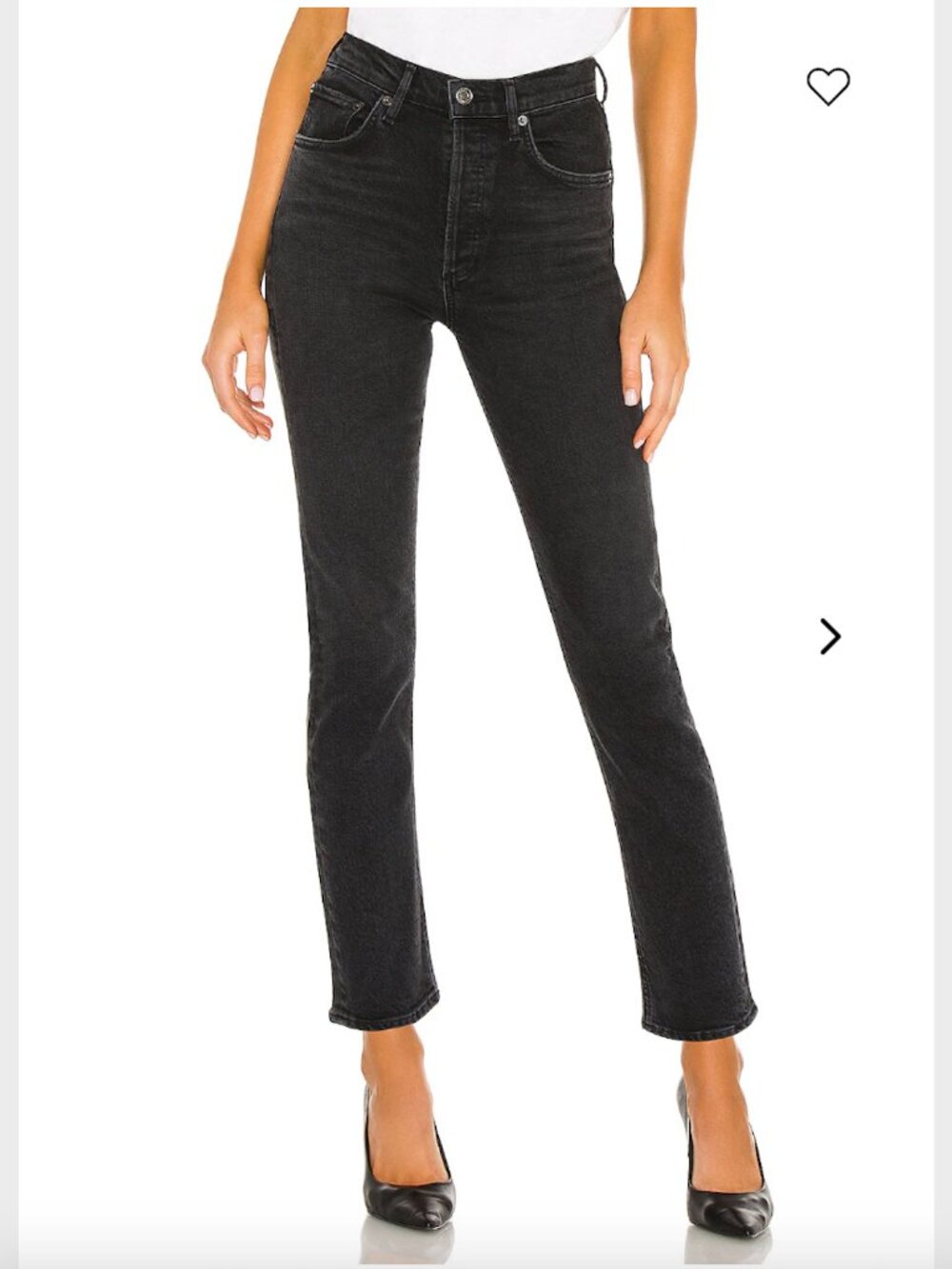 Agolde Black Riley High Rise Straight Crop Jeans - Size 30